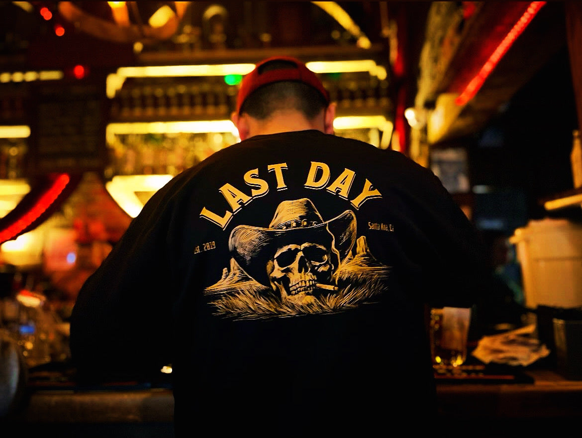 Last Day skull and cigarette crewneck