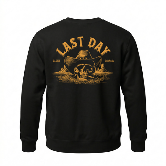 Last Day skull and cigarette crewneck